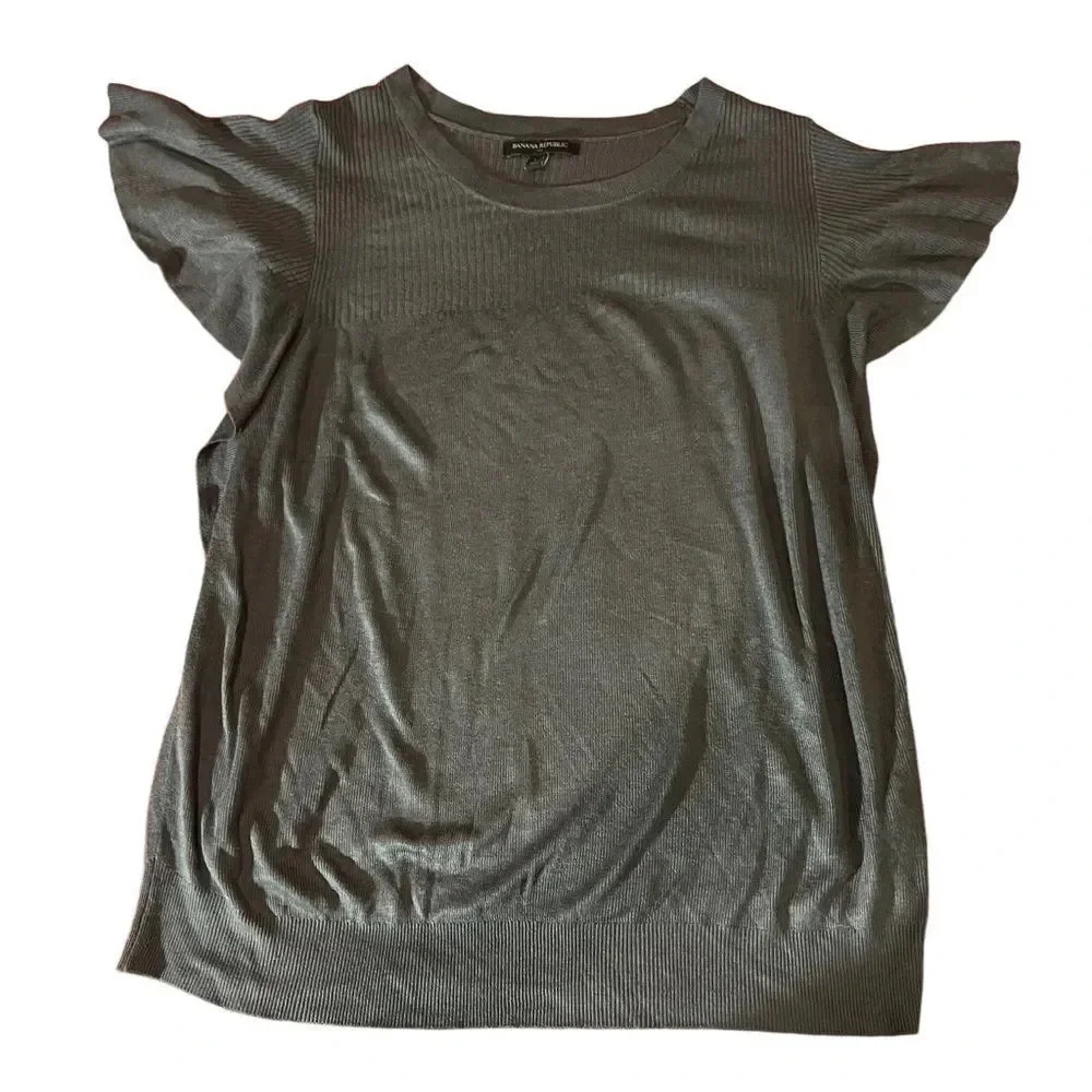 Banana Republic Size Large Short Sleeve Grey‎ Sweater Top